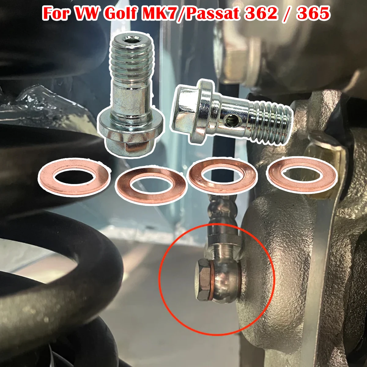 

Front Left Rear Right Caliper Hose Lines Banjo Fittings Bolts Copper Sealing Crush Washers For VW Golf MK7 13-20 Passat 362 365