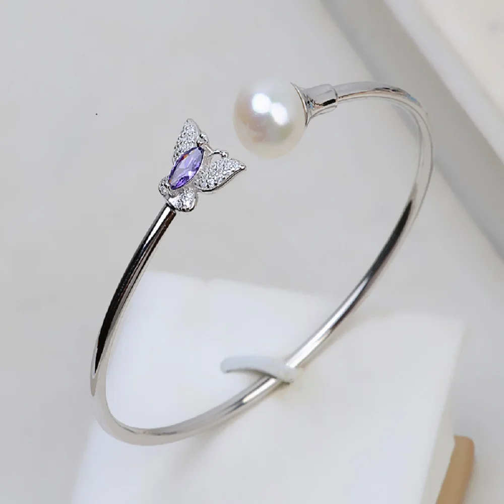 

New Natural Pearl Bracelet AAAA9-10mm 10-11mm11-12mm Japanese Round Pearl Butterfly Bracelet 925s