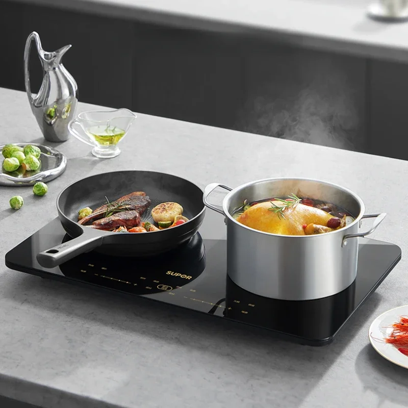 Double Burner Induction Cooker High-Power Intelligent Stir-Fry Hot Pot Barbecue Cooking Electrothermal Furnace Hot Plate