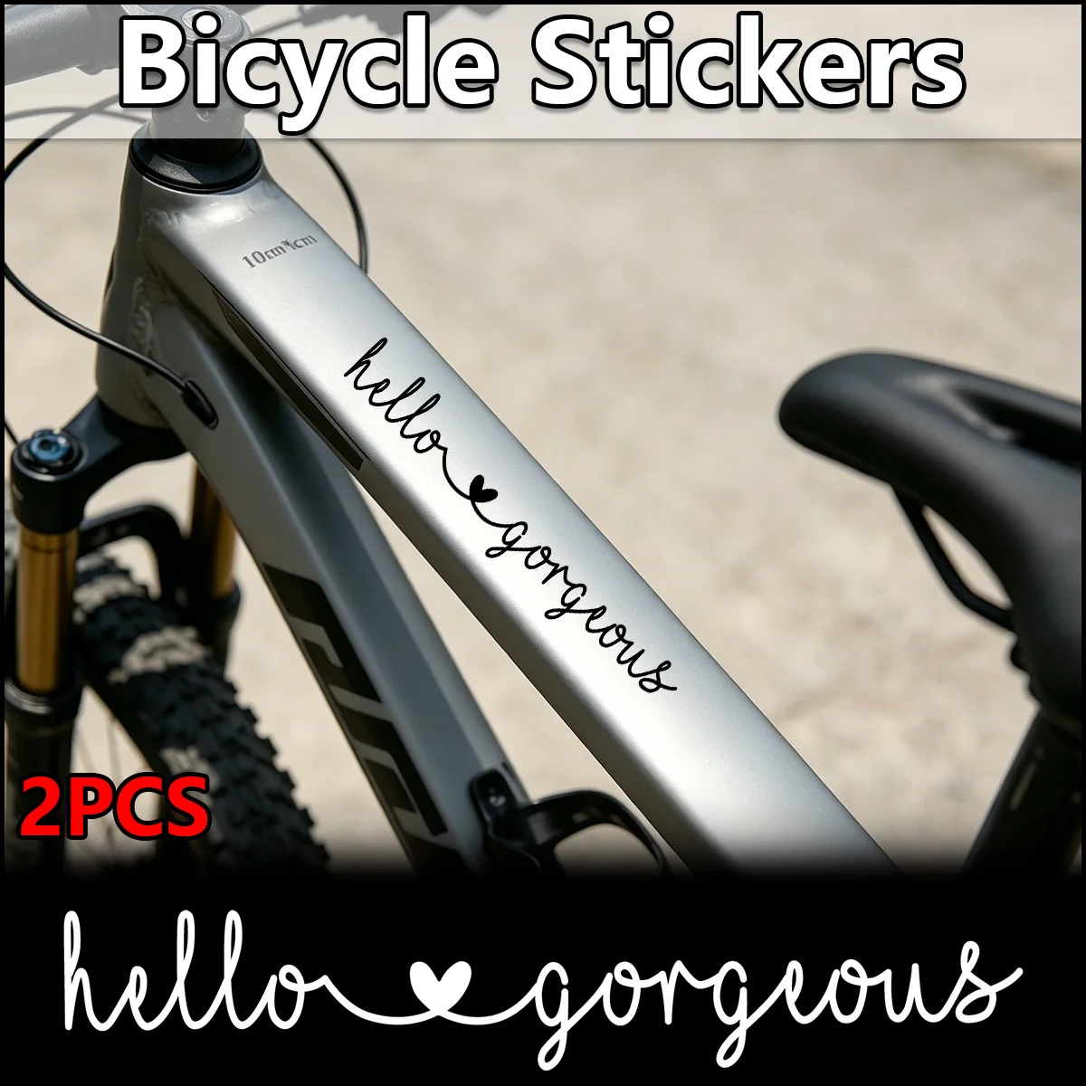 2 Stück Hello Gorgeous Fahrrad-Aufkleber Mountainbike Vinyl Wasserdicht Kratzfest Dekorative Schutzaufkleber