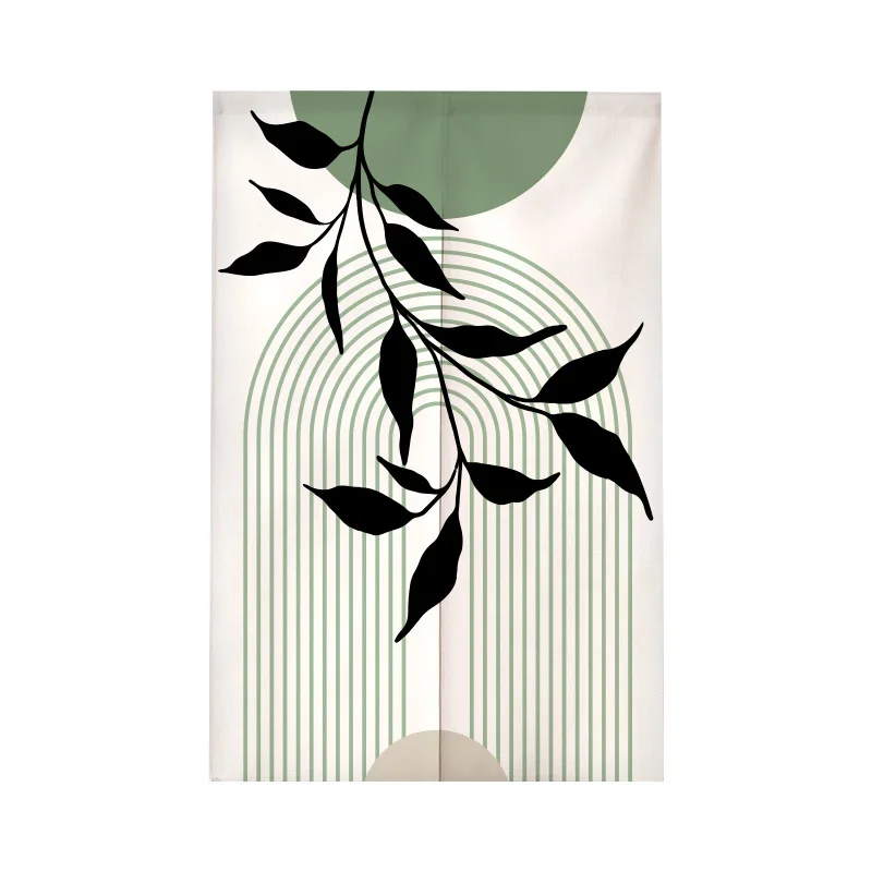 Ins Style Nordic Green Plant Door Curtain Partition Curtains Bedroom Home Hanging Curtains Fabric Kitchen Block Linen Noren