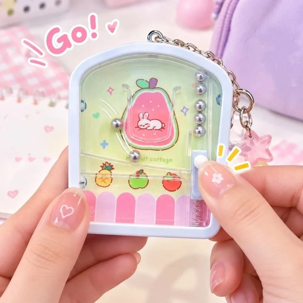 Cartoon Hanging Pendant Game Console Keychain Play Game Luminous Key Ring Brain-boosting Marble Game Key Chain Bag