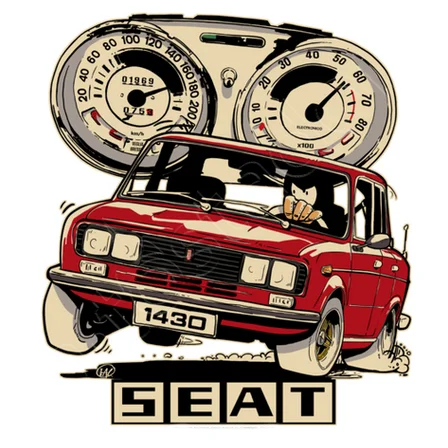 Hot Sale Vintage Classic Spain S E A T 1430 Cartoon Car T Shirt. New 100% Cotton Short Sleeve O-Neck T-shirt Casual Mens Top