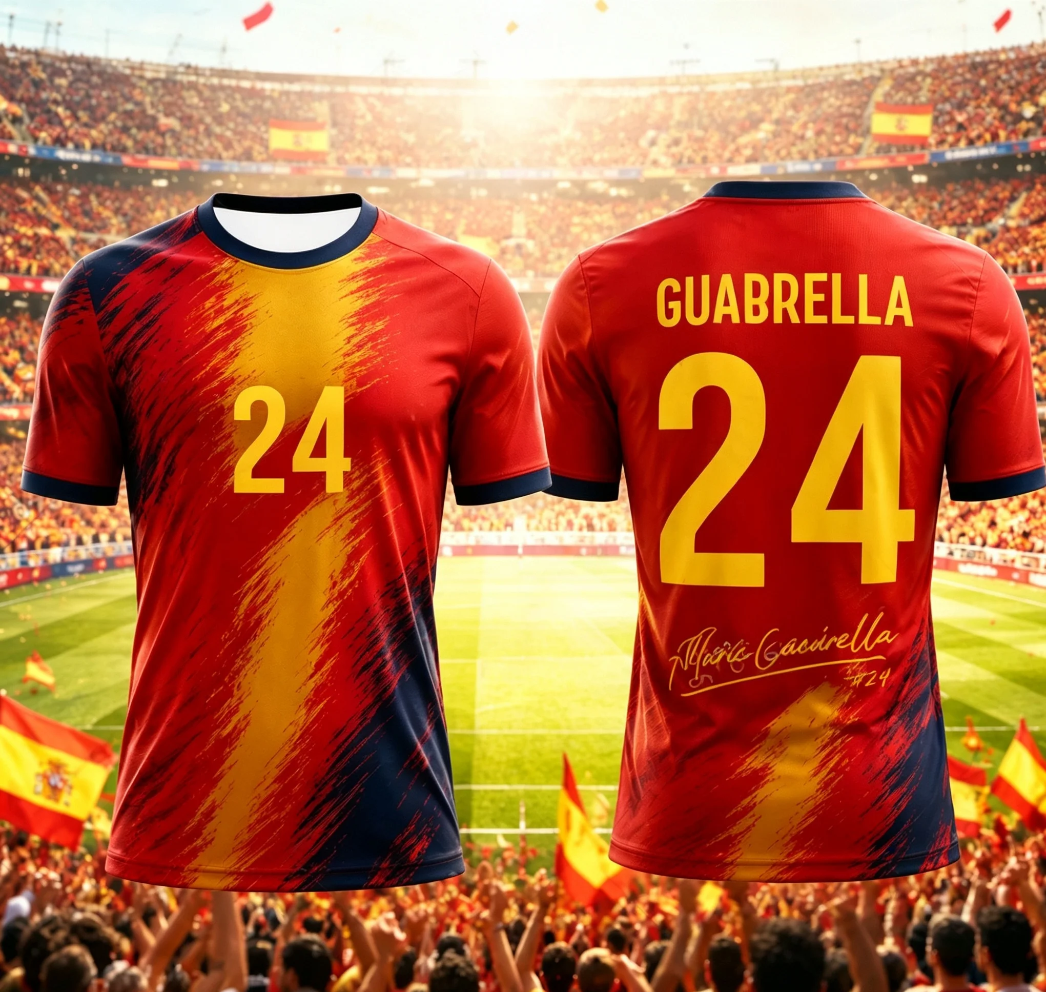 2026 Heißer Verkauf Spanien Fußballtrikot Fan-Kollektion Atmungsaktives Schnelltrocknendes Fußballtrikot Freizeit-Sportbekleidung Eltern-Kind
