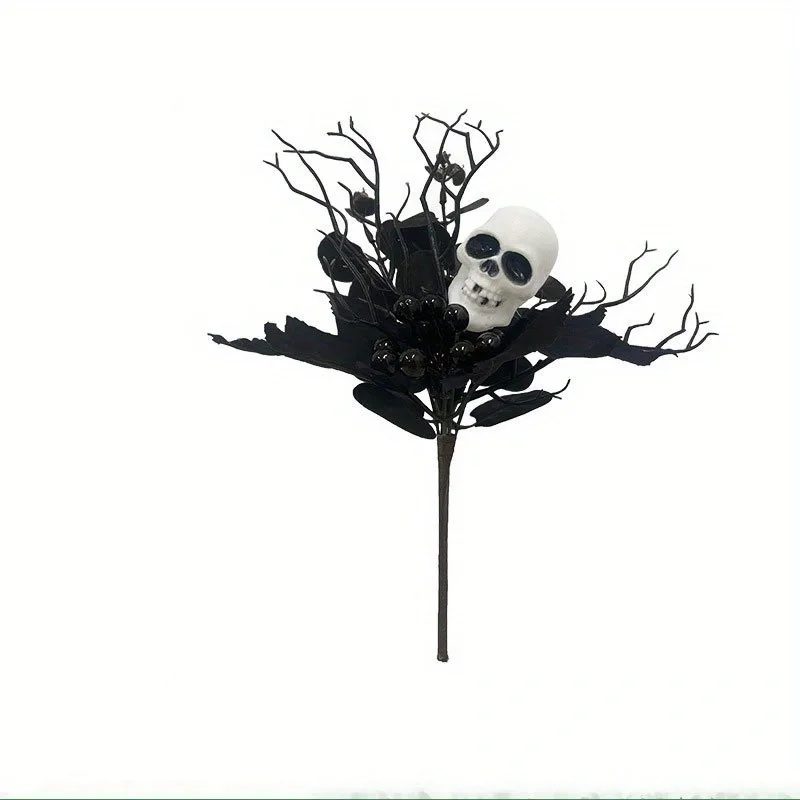 Künstliches Ahornblatt und Kürbiskelett-Elf-Halloween-Dekoration – Herbstzweige mit Skelett-Mitteldekoration – Detail 7