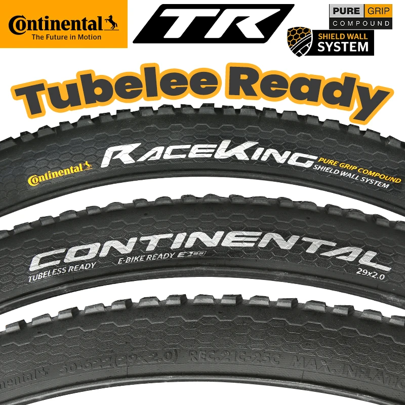 Continental Race King Tubeless Ready Tire Rim 26 27.5 29 2.0 2.2 Folding Tire PureGrip Compound & Shield Wall System MTB Tires