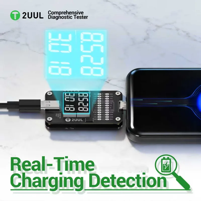 

2UUL PW32 Type-C Comprehensive Diagnostic Tester for Mobile Phone Repair Real-Time Charging Detection Rapid Fault Pinpointing