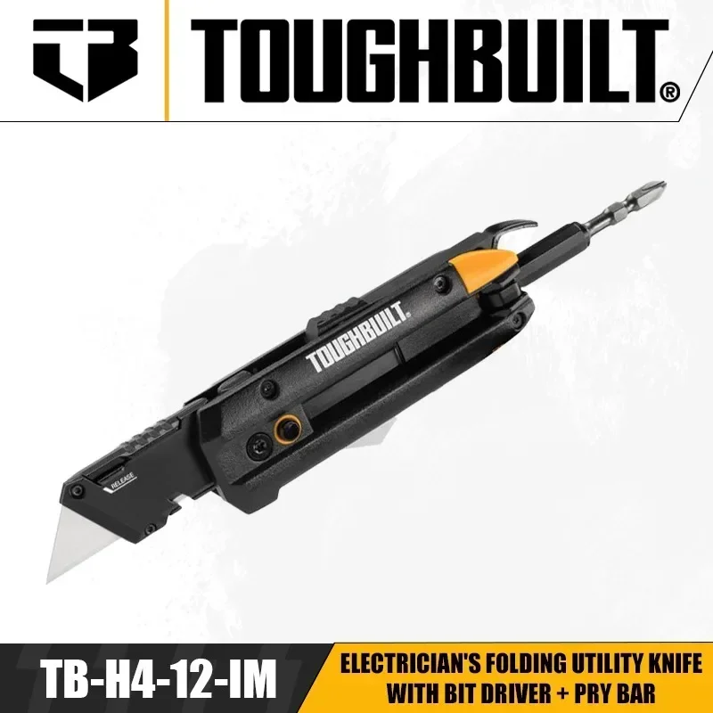 TOUGHBUILT TB-H4-12-IM Electrician's Folding Utility Knife With Bit Driver Pry Bar Hand Tools