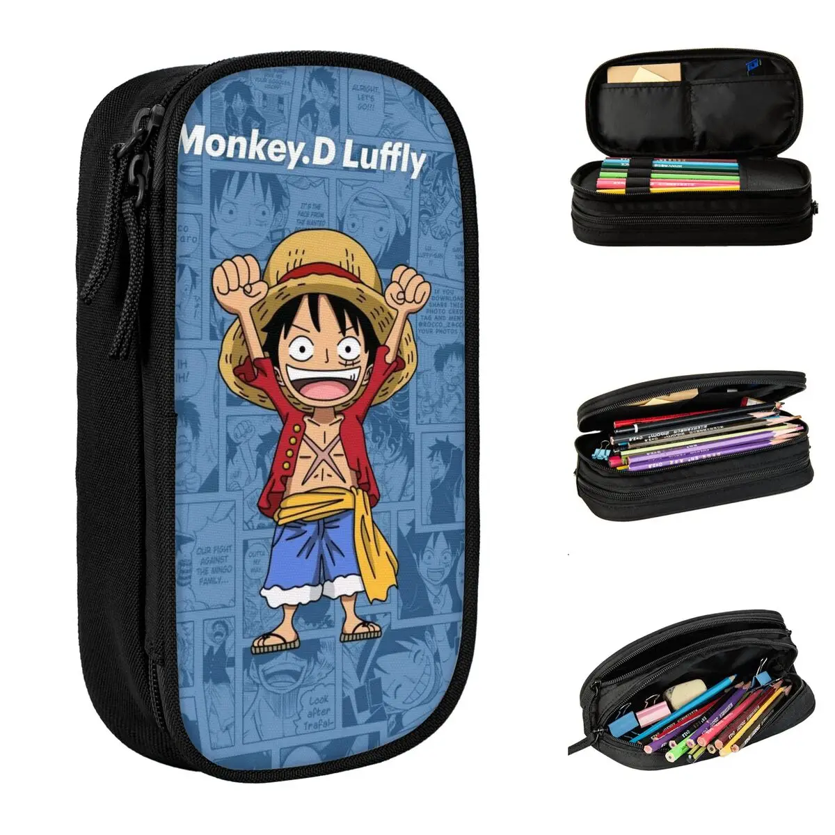 

Luffyed Anime Zoros Choppers Anime Pencil Case Double Layer Large-capacity Office Accessories Pencil Case Stationery Gift