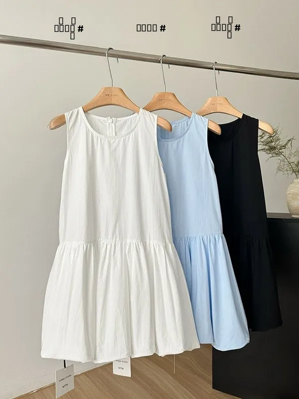 เสื้อกั๊กผู้หญิงไซส์ใหญ่ 300 ปอนด์ แบบสวมใส่สบาย ทรงสวย พร้อมกระโปรงทรงเอไลน์ลายดอกไม้พองๆ สไตล์เกาหลี สำหรับฤดูร้อน