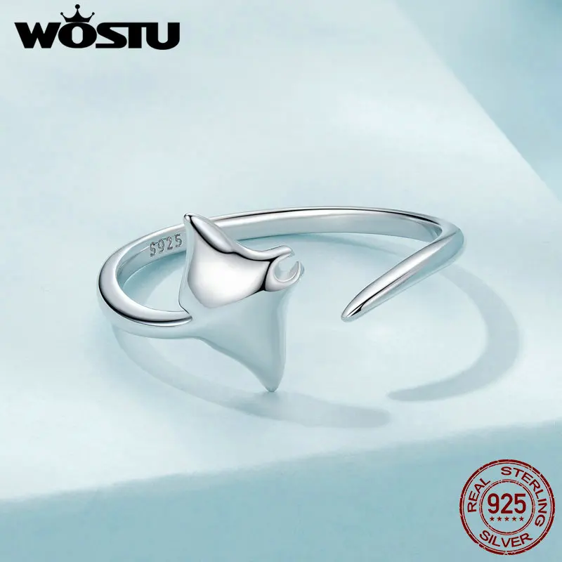 WOSTU 925 فضة بسيط القلب الجوف افتتاح معقود الدائري للنساء قابل للتعديل على شكل قلب Nuckle خواتم بساطتها #6