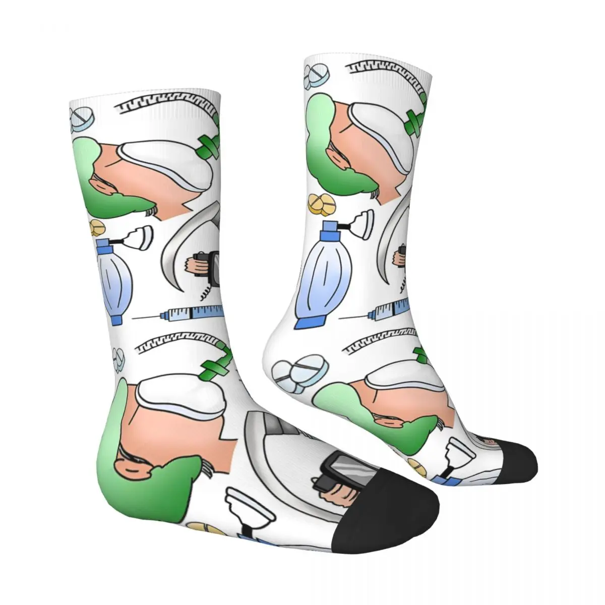 Anesthesia Medical Theme Cartoon Pattern Socks Spring Stockings Unisex Men Quality Socks Graphic Skateboard Anti Skid Socks