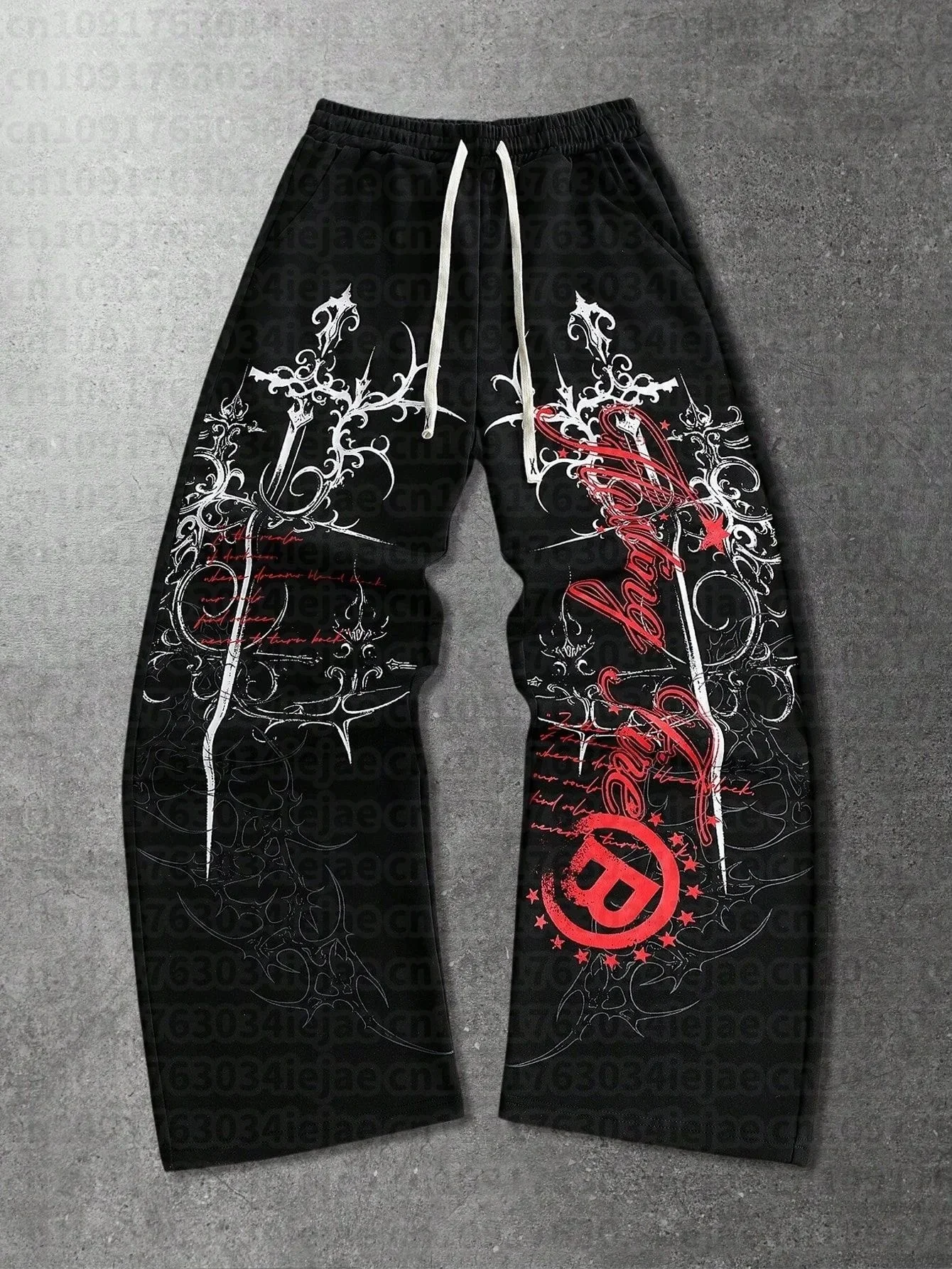 2026 Summer New Millennium Gothic Tattoo Printed Pants Men's and Women's Running Pants Retro Straight Pants Fashion Street