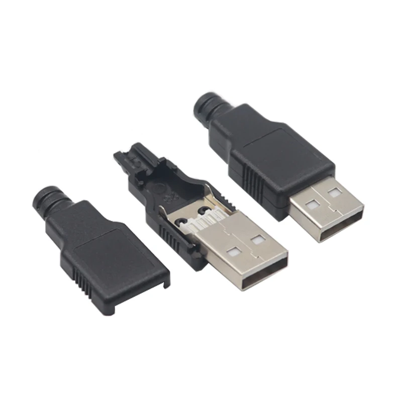 【10Set】USB Connector Male & Female DIY 2.0 Micro Free Shipping Connectors Charging Socket Micro USB Plug Tail Black Plastic Cove
