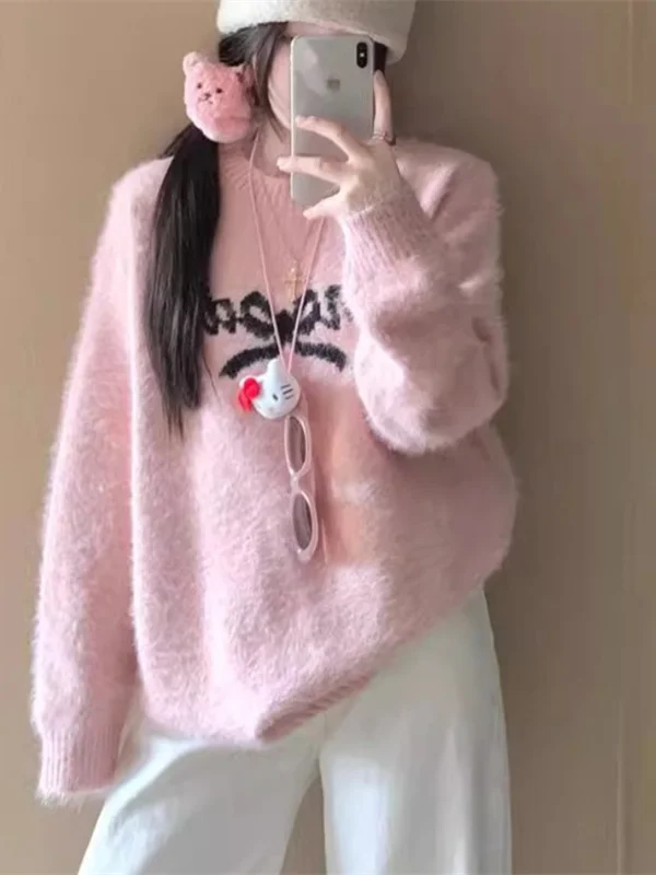 

Ladies Thiened Embroidered Knitwear Knot Design Casual Sle round Ne Long Sve Inner Wear Outer Wear Base irt