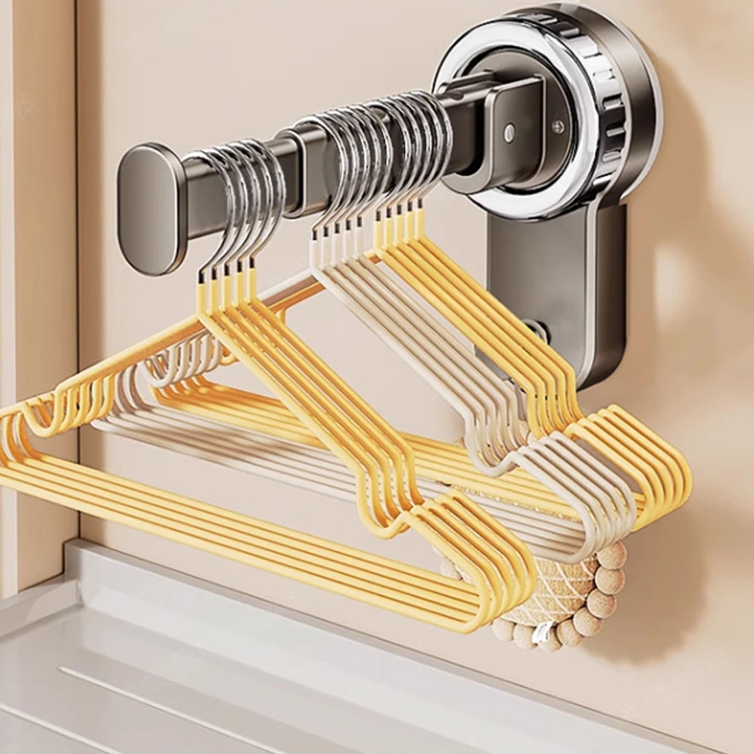 Foldable Hanger Storage Rack - No Drill Suction Cup Installation, Retractable Adjustable for Home Office, Durable Space-Saver