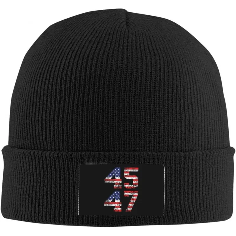 

Pro Trump 45 47 President 2024 47th Beanie Hat Women Warm Hats Men Knit Slouchy Skull Cap Knitted Hat Black