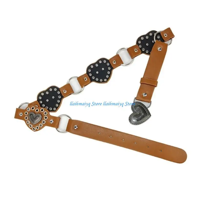 

573B Hot Girl Cowboy Waist Belt Metallic Heart Waist Belt for Jeans Dresses