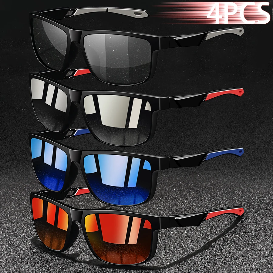 4Pieces Fashion Vintage Square Sunglasses Men Women Driving Man Luxury Brand Designer Sun Glasses Anti-Glare Retro Eyewear UV400