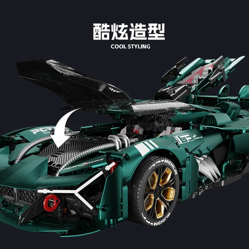 IN STOCK 10711 3466pcs MOC 1:8 Technical RC Sports Car Building Blocks Bricks Assembling Model Children\'s Toys Christmas Gift