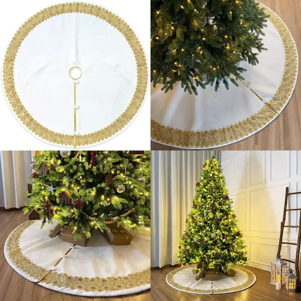 

Бархатная венецианская елочная юбка цвета слоновой кости 72, с золотой отделкой и застежкой на пуговицы