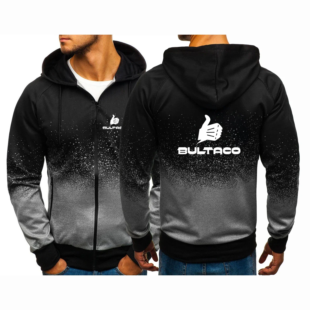 2024 New Bultaco Cemoto Motorcycles Men Hooded Zipper Sweatshirt Jacket Fashion Tie-Dye Design Spring and Autumn Casual Hoodies