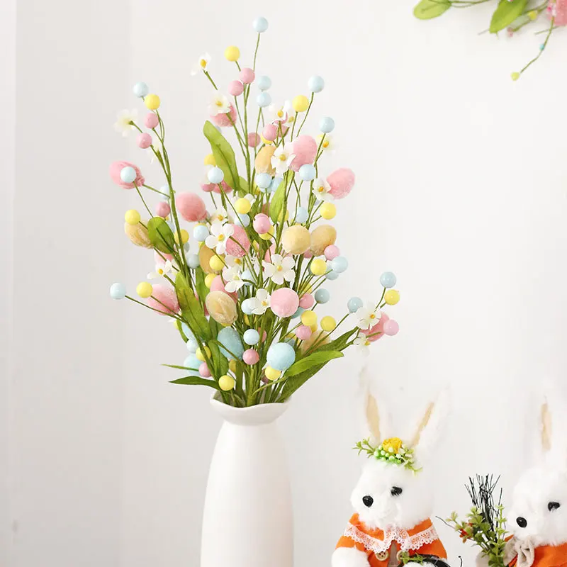 Easter Eggs Tree Branch Easter Fake Plant DIY Bouquets Flower Arrangements Easter Decorations Branch Cuttings Easter Party Decor