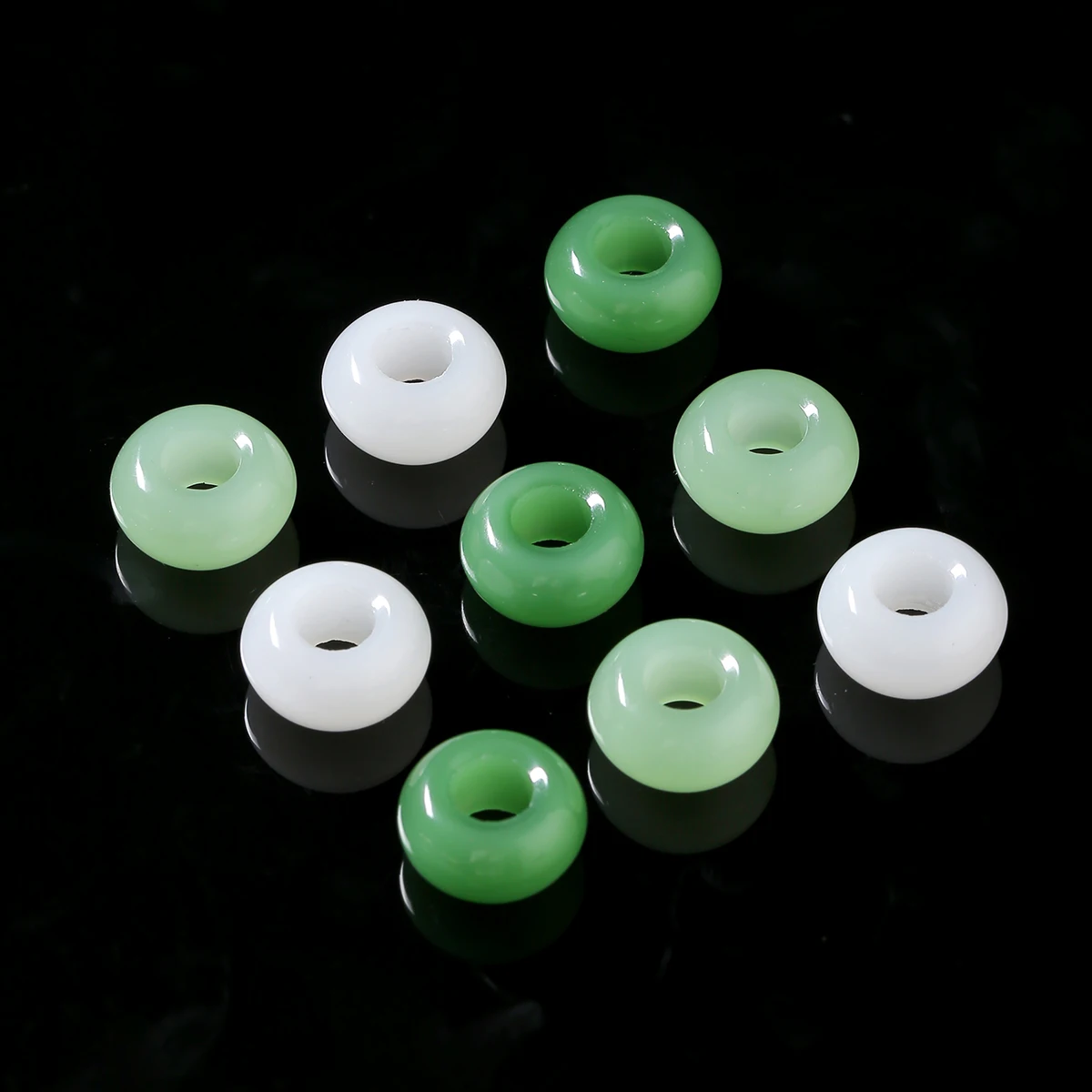 10 Pcs Imitation Jade Buddha Beads White Green Blue Large Hole Loose Beads for DIY Bracelet Necklace Jewelry Making Accessories