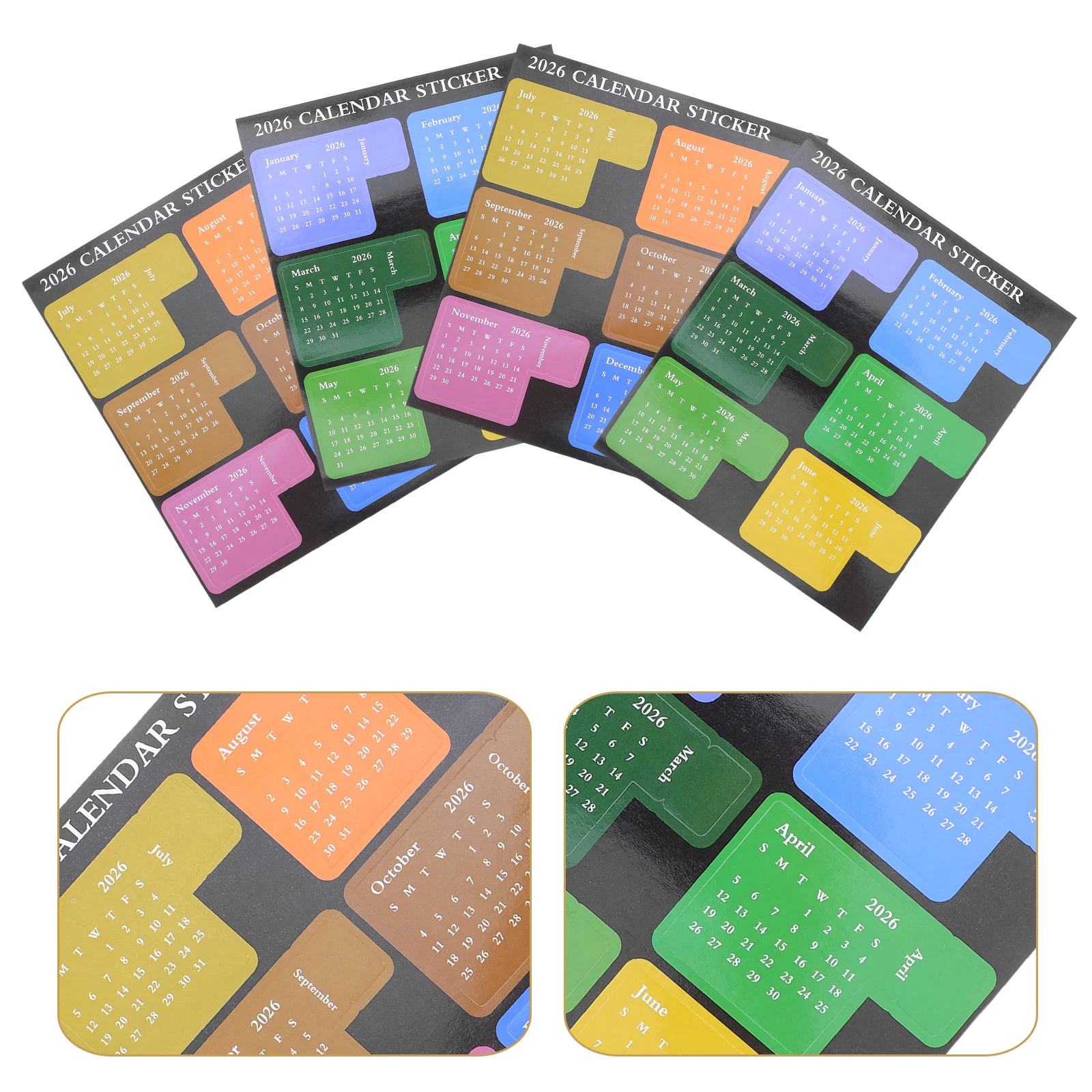

4 set 4 Sets Calendar Index Stickers Bright Color Monthly Adhesive Page Markers Labels For Notebooks Diaries Scrapbooks Schedule