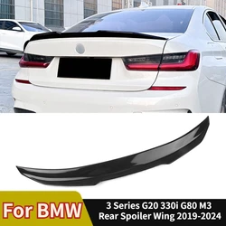 For BMW 3 Series G20 330i G80 M3 M340i 2019-2024 PSM Rear Spoiler Wing ABS Carbon Fiber Look/Gloss Black Trunk Lid Splitter Lip