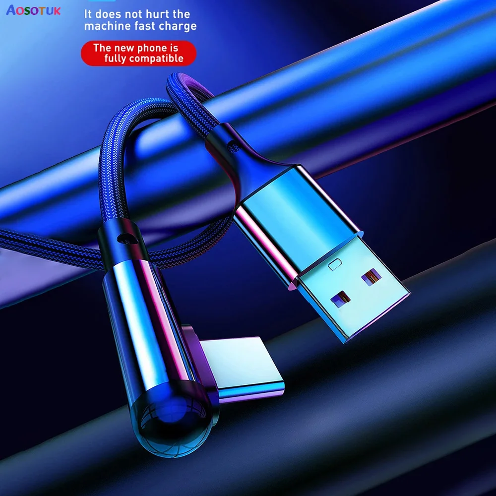 1.2M 3A 90 graus Rápido Carregamento USB Cabo Micro C Tipo C Para iPhone 13 12 11 Pro Huawei L-shape Nylon USB Wire Cord Cabo Do Telefone fio y cabo usb tipo c cabo iphone 90 graus cabo lighting cabo usb 90 graus