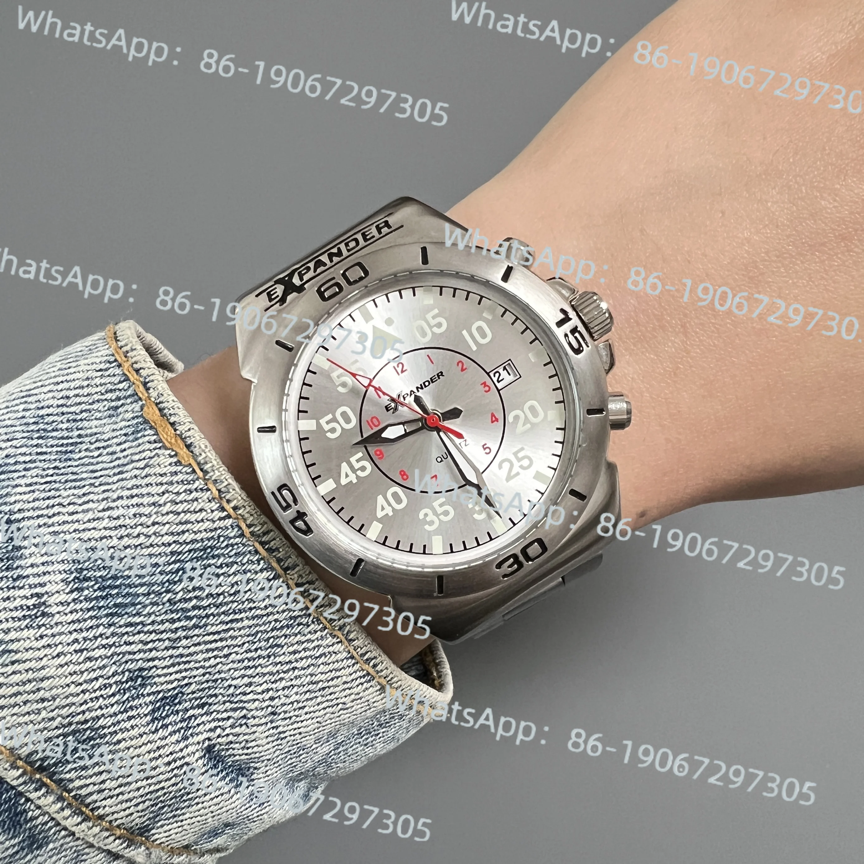 

Модные цифровые белые пластины в стиле ретро из нержавеющей стали, деловые спортивные мужские часы Luminous Tide