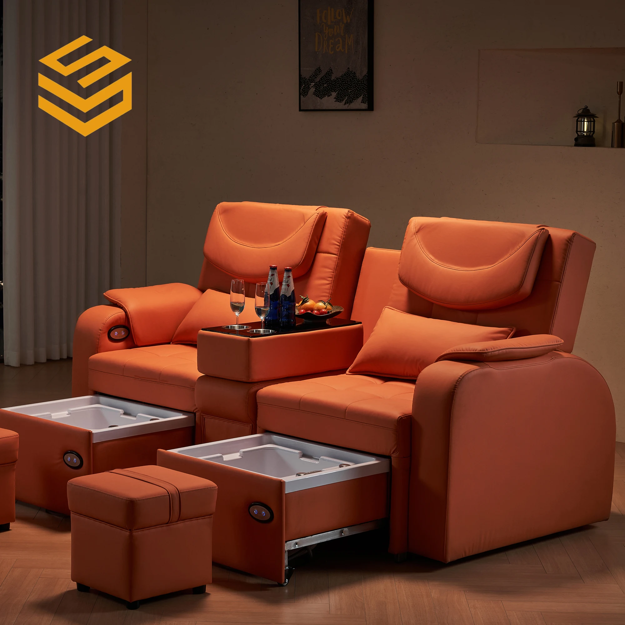 Comfortable Pedicure Chair with Electric Foot Spa and Massage Functions for Karaoke Club