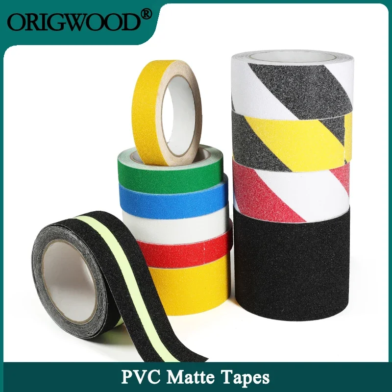 

5m Matte Tape PVC Anti Slip Width 2.5/5/10cm Waterproof And Wear-resistant Sandpaper Stairs PET Matte Non-slip Sticker Strip