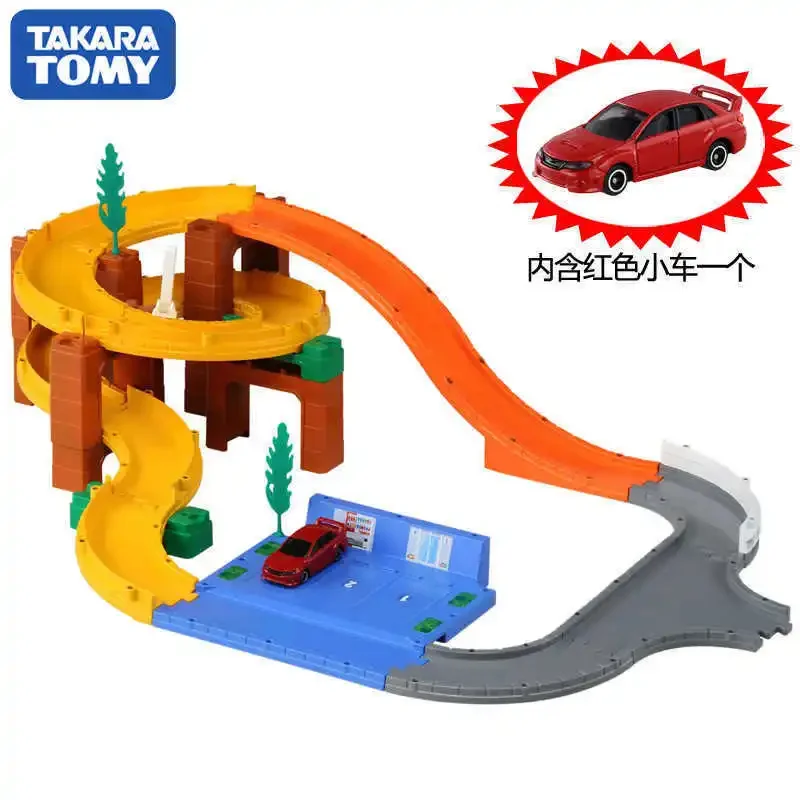 TAKARA TOMY Tomica อาคารที่จอดรถความเร็วตัวแปร Expressway รถรางการเปลี่ยนรูป Gas Station เรือฉากเด็กของขวัญ