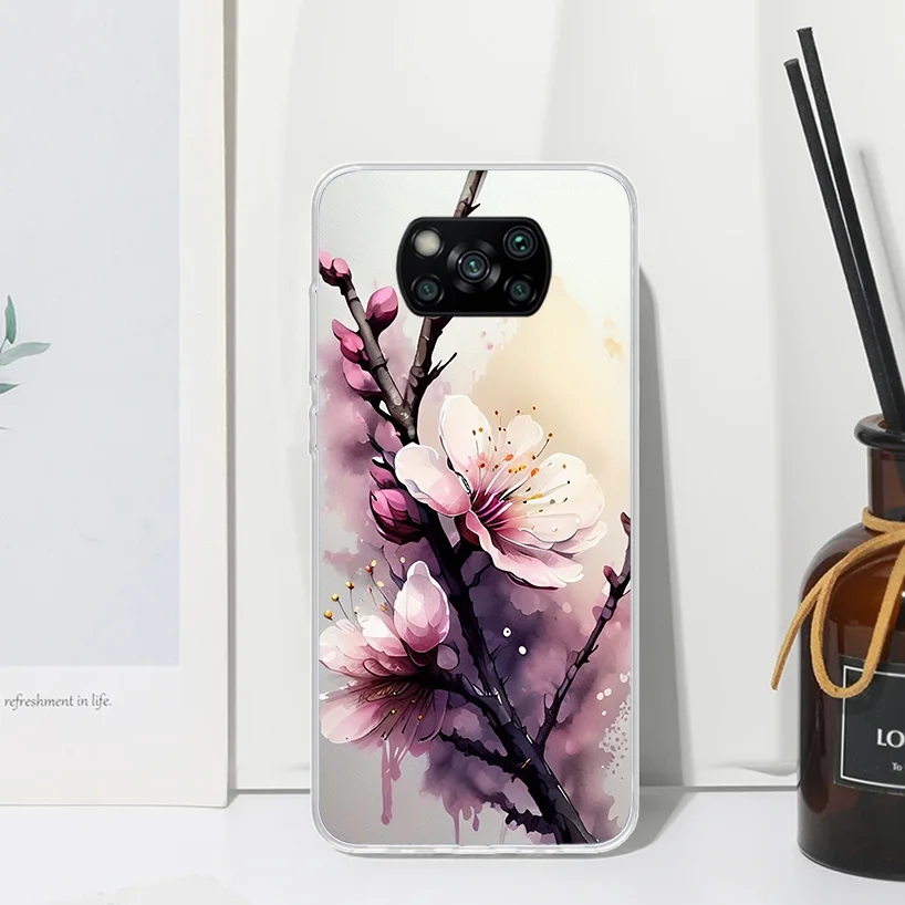 Cherry Blossom Tree Phone Case For Xiaomi Poco X7 X6 X5 X4 X3 Nfc F6 F5 Pro F4 Gt F3 F2 F1 M5S M4 M3 Art Fundas Back Cover