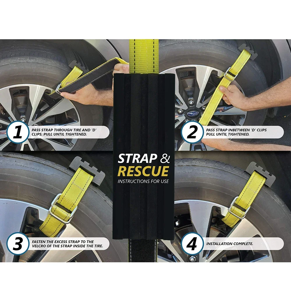 Mreoocar 2pcs Tire Traction Device for Trucks & Large SUVs Made in The USA, Anti Skid Emergency Tire Straps to Get Unstuck