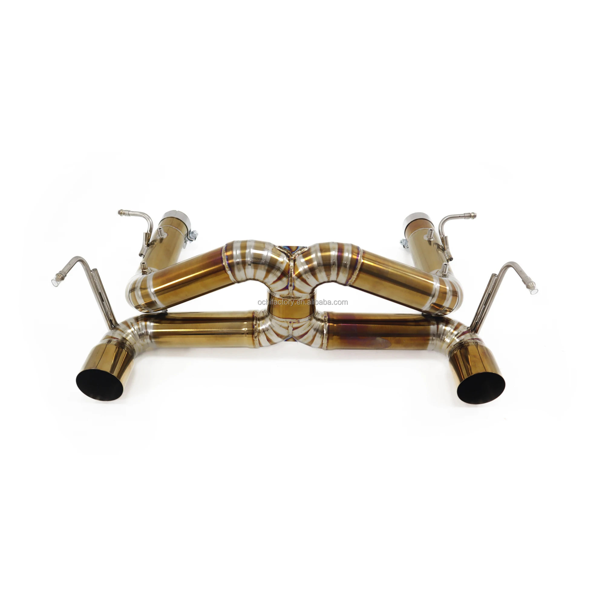 أجزاء أداء السيارات OUCHI لـ Ferrair F12 F8 2015-2019 3.9T Spider Pista Gold سبائك التيتانيوم Catback Supra صمام العادم