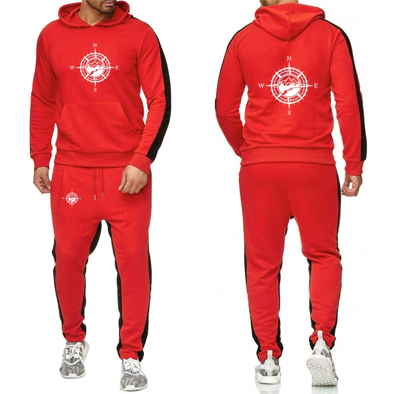 Primavera e autunno Comodo nuovo stile 2025 Modello bussola Logo Stampa Pullover da uomo Felpe con cappuccio di alta qualità Pantaloni Tute