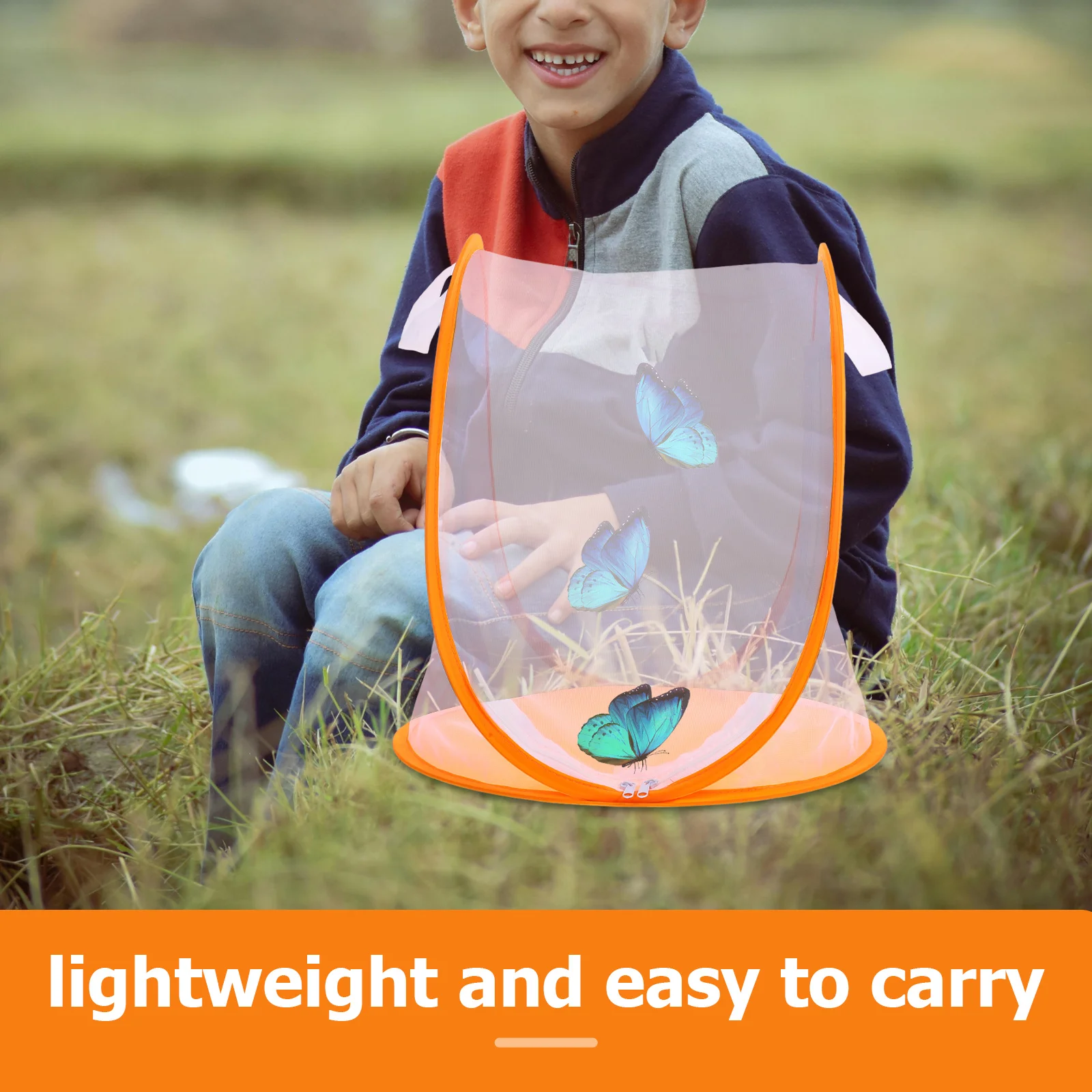 กรงแมลงพับได้สำหรับเพาะพันธุ์ผีเสื้อและเต่าทอง แบบโปร่งใส พกพาสะดวก พร้อมช่องซิปขนาดใหญ่ สำหรับเลี้ยงหนอนผีเสื้อ