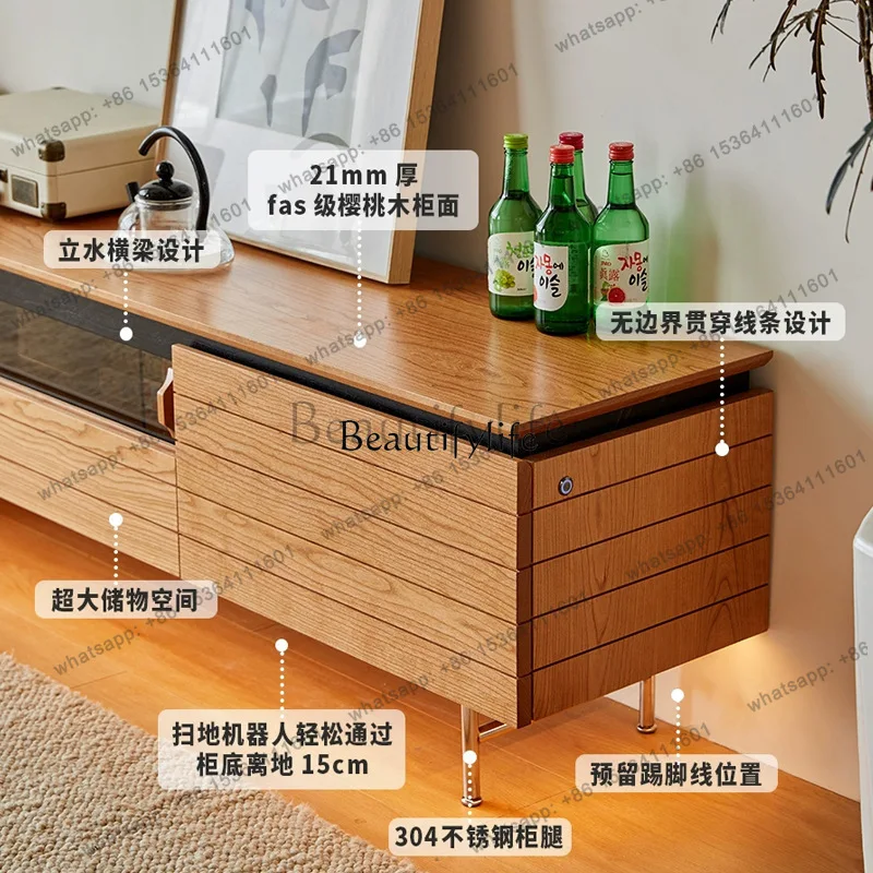Picture 4: FGCherry wood TV cabinet Solid wood rock slab Stainless steel leg locker
