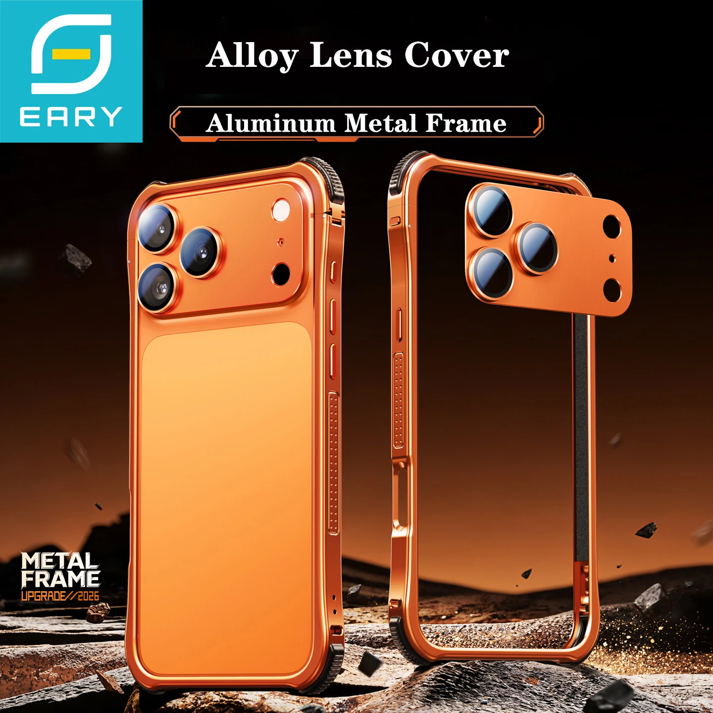 

Eary for iPhone 17 Pro Max 17 Pro Phone Case With Alloy Lens Cover Aluminum Metal Frame Shells & Alloy Camera Screen Protection