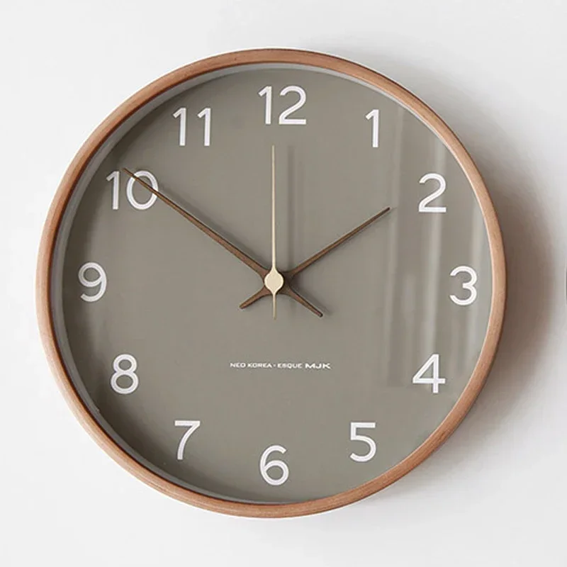 

Nordic solid wood wall clock living room ins simple personality creative clock wall home bedroom silent quartz clock