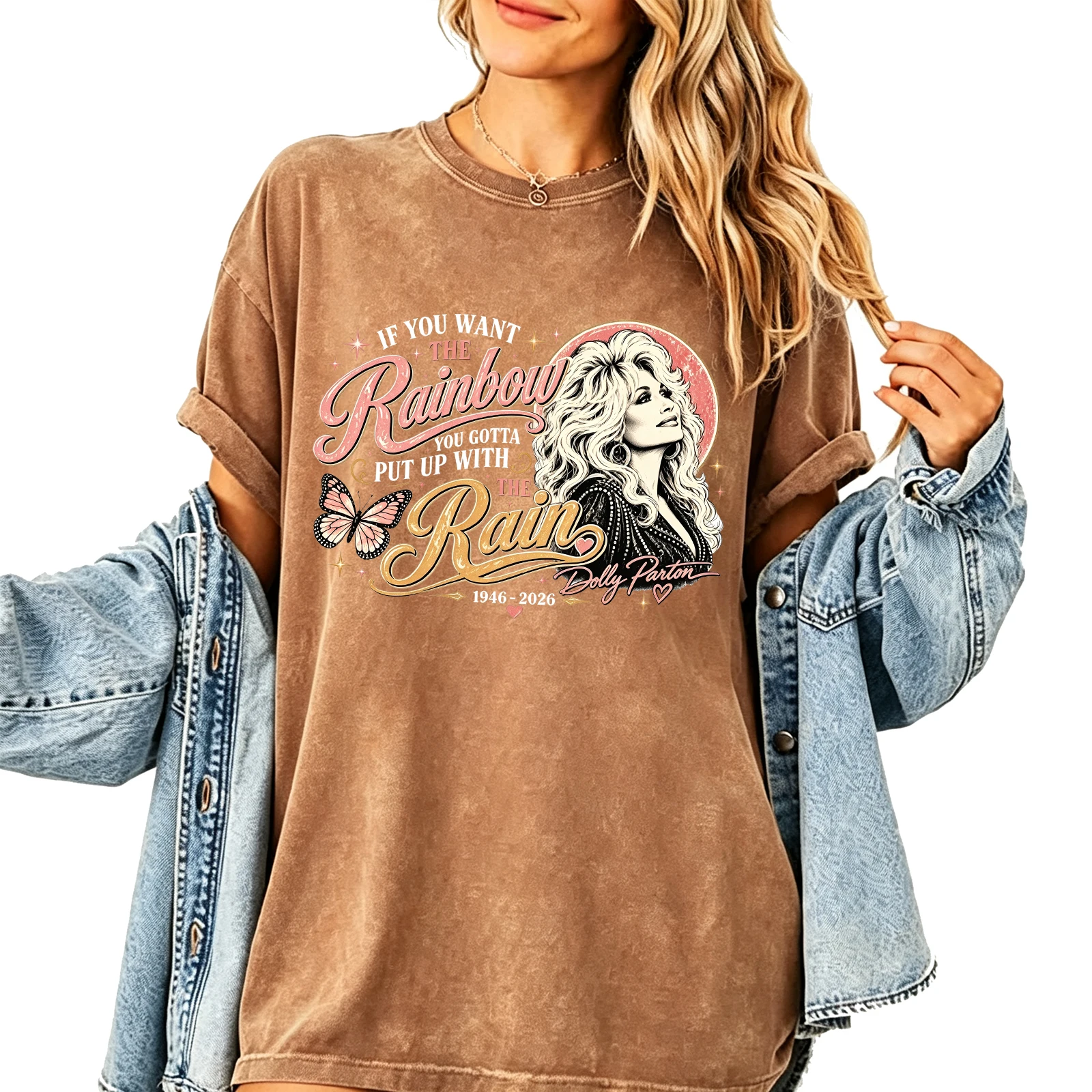 RIP Dolly Parton Memorial Washed T-shirt Vintage Women Man Cotton Acid Wash Country Music Legend Tribute T-shirt for Fans