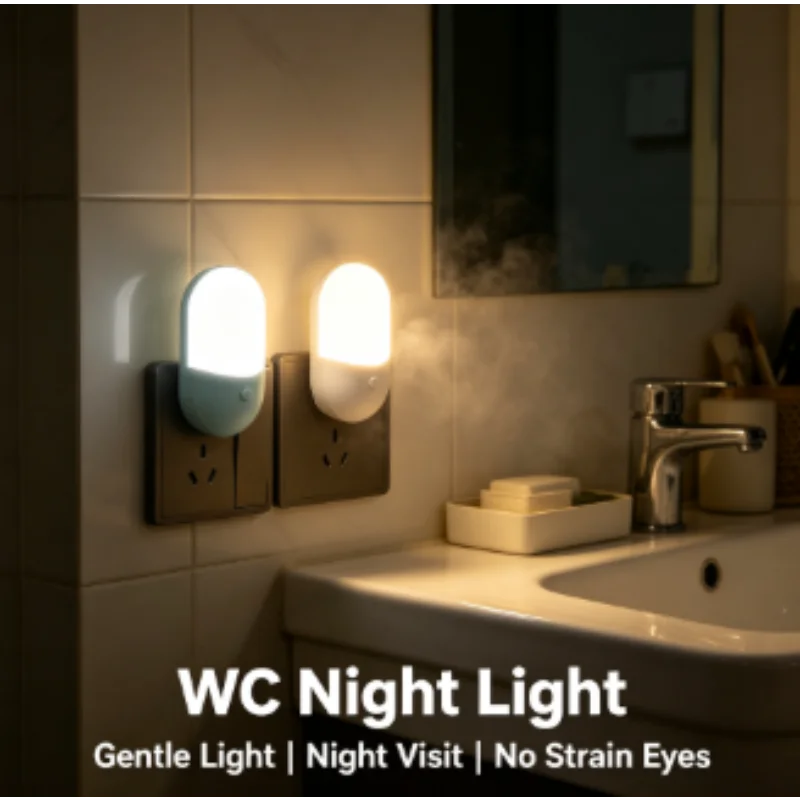 LED Night Light Cute Children Bedside Lamp Plug‑in Wall Night Lamp for Bedroom, Corridor WC Bathroom Sweet Gift for Boys Girls