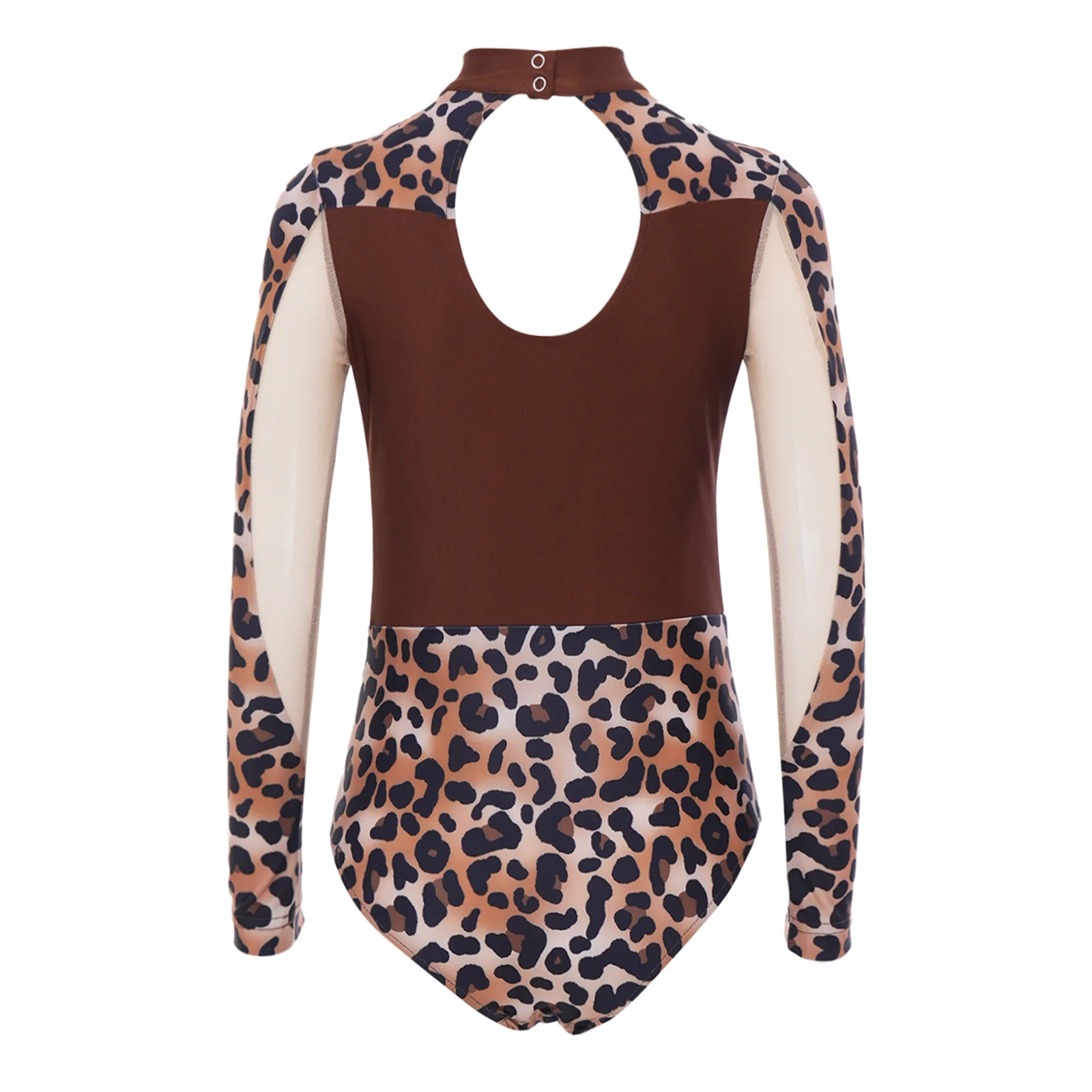 Girl's Ice Skating Performance Leopard Leotard Children Ballet Dance Jumpsuit Printed Long Sleeves Rhythmic Gymnastic Leotard
