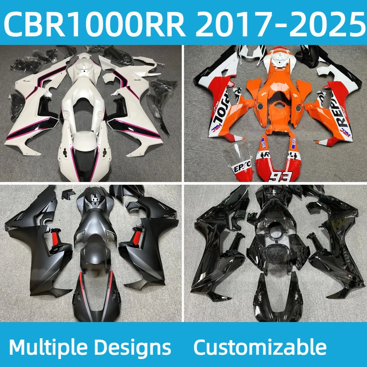 

Комплект обтекателей из АБС-пластика для Honda CBR 1000RR 2017 2018 2019-2025, обтекатели мотоцикла, комплект панели кузова, подходит для CBR1000RR 17-25