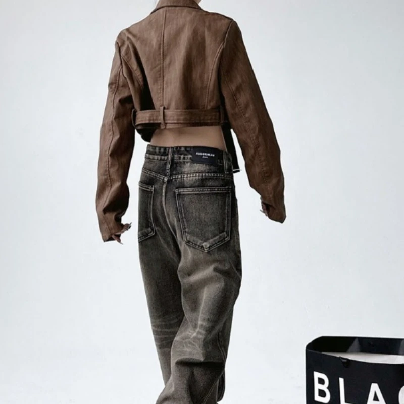 ผู้หญิงใหม่เสื้อลําลอง Retro Retro Harajuku สบายหลวมแบรนด์หรูสั้นหล่อกระเป๋าซิปบางฤดูใบไม้ผลิฤดูใบไม้ผลิ