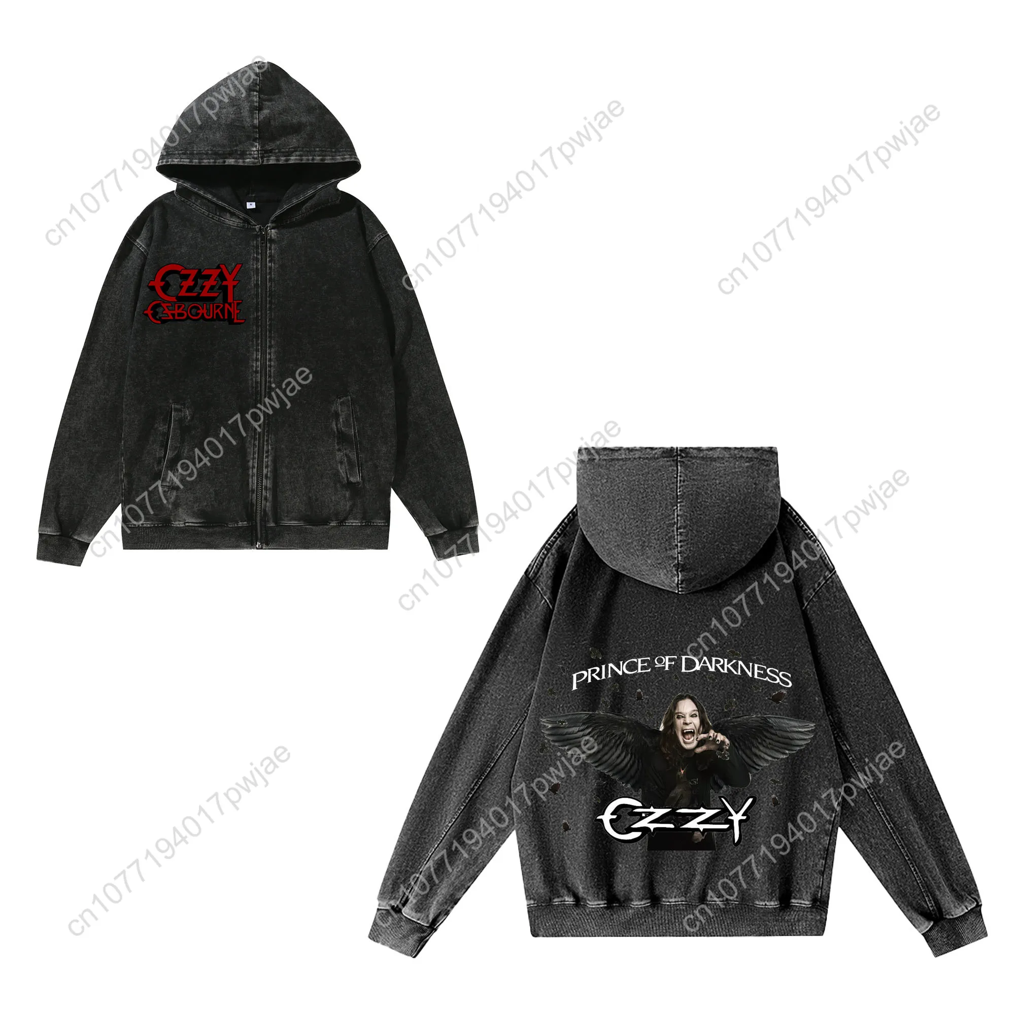 Ozzy Osbourne Rock Band Zipper Sweatshirt Man Woman Vintage Hoodies Sweat Shirt With Pocket Full Zip Customized Jacket Tops