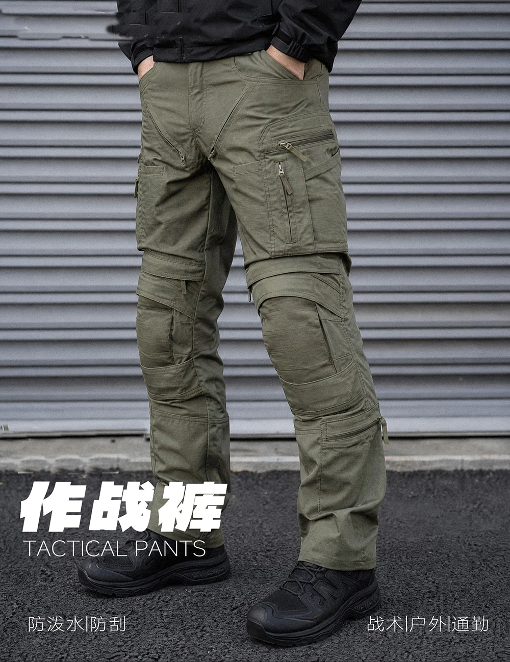 HT Tactical Outdoor Cargo Pants, Built-in Knee Pads, Multi-Pocket Combat Trousers for Hiking Trekking